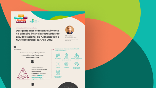 Imagem reduzida do infográfico "Desigualdades e desenvolvimento na primeira infância: resultados do Estudo Nacional de Alimentação e Nutrição Infantil (Enani-2019)"