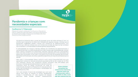 Capa do artigo "Pandemia e crianças com necessidades especiais"
